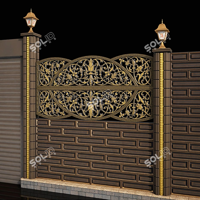 Elegant Concrete Fence 3D model image 3