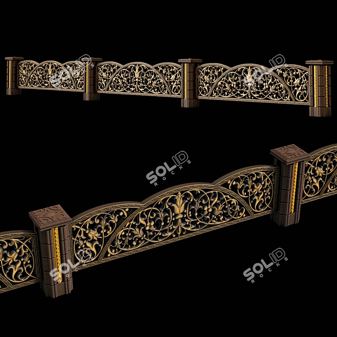 Elegant Concrete Fence 3D model image 6