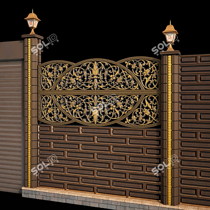 Elegant Concrete Fence 3D model image 7