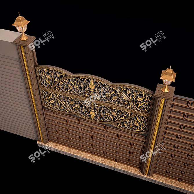 Elegant Concrete Fence 3D model image 8