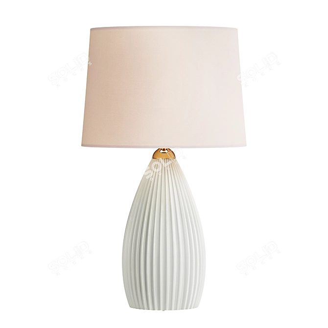 Elegant Ribbed Porcelain Table Lamp 3D model image 1