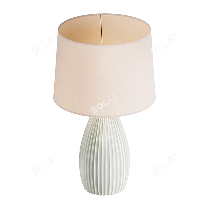 Elegant Ribbed Porcelain Table Lamp 3D model image 2