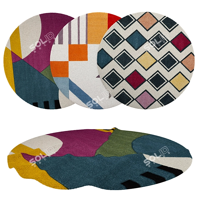 Versatile Set of 6 Round Rugs 3D model image 1