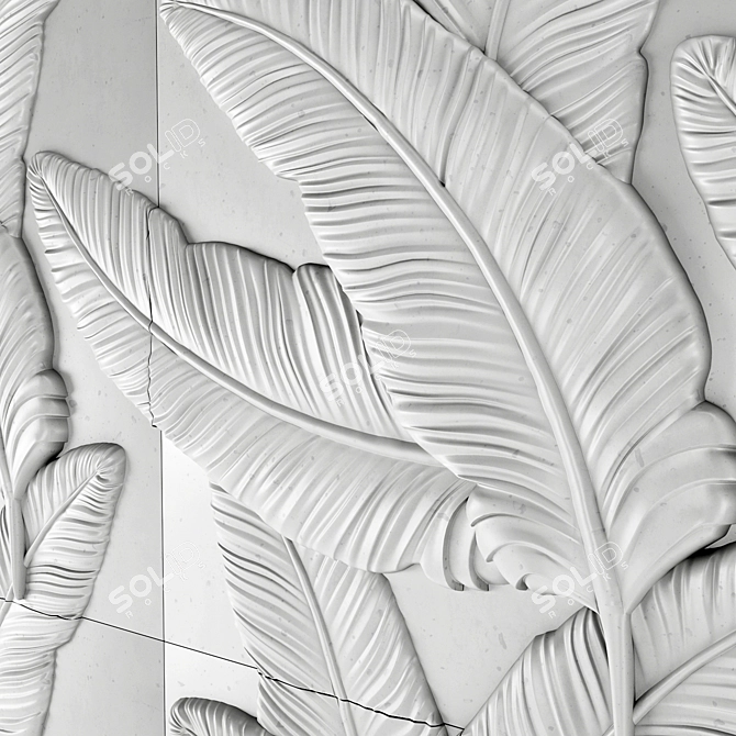 Feather 3D Wall Panels - Elegant Stone Décor 3D model image 2