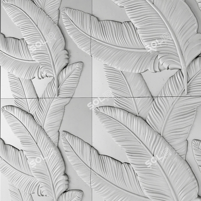 Feather 3D Wall Panels - Elegant Stone Décor 3D model image 4