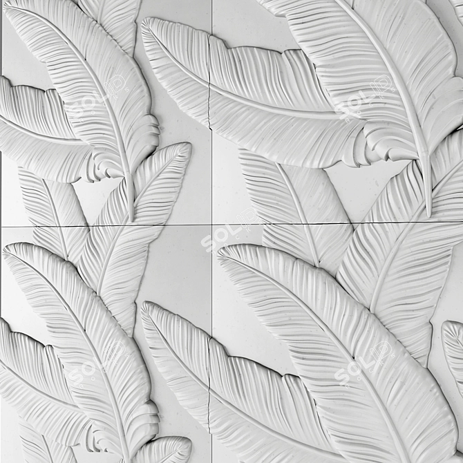 Feather 3D Wall Panels - Elegant Stone Décor 3D model image 5