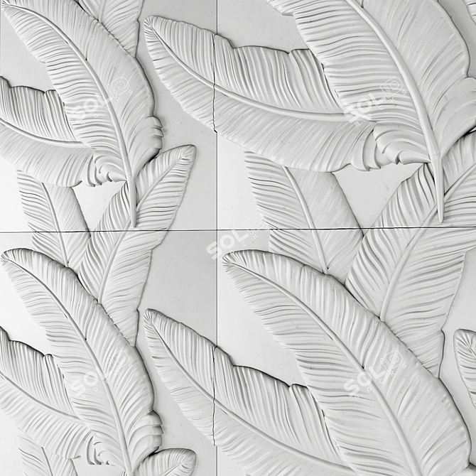 Feather 3D Wall Panels - Elegant Stone Décor 3D model image 7