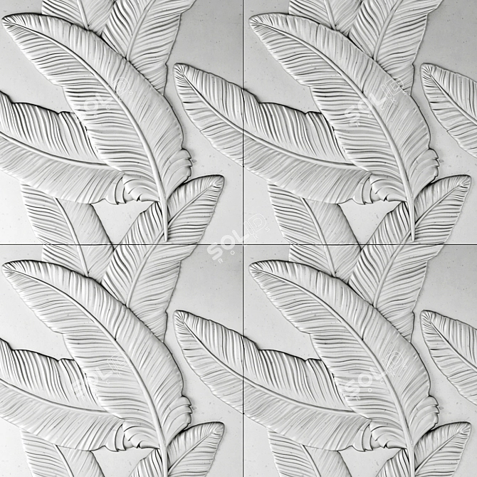 Feather 3D Wall Panels - Elegant Stone Décor 3D model image 10