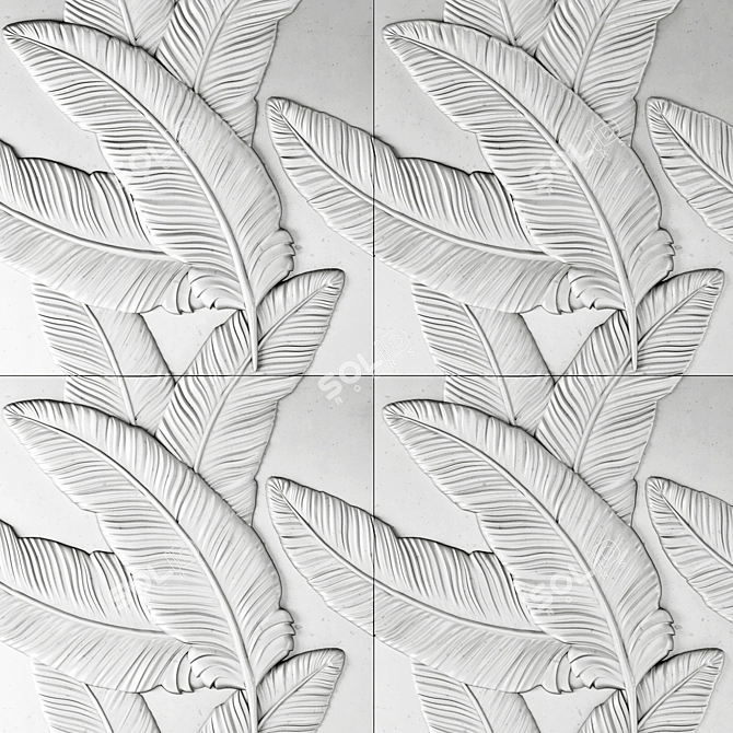 Feather 3D Wall Panels - Elegant Stone Décor 3D model image 11