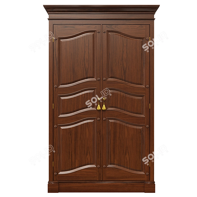 Rustic Wooden Wardrobe 3D model image 1