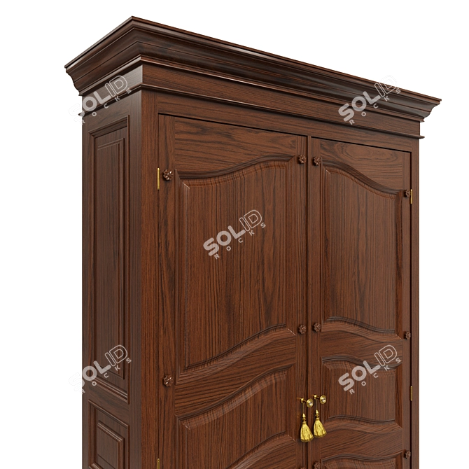 Rustic Wooden Wardrobe 3D model image 4