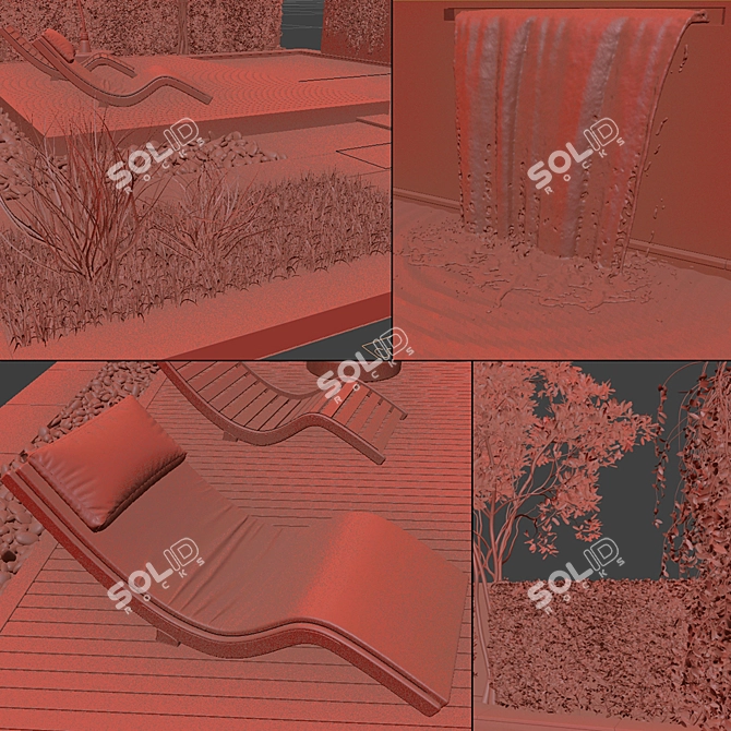 Luxury Oasis: Pool, Plants, & Furniture 3D model image 5