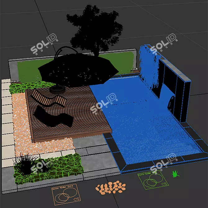 Luxury Oasis: Pool, Plants, & Furniture 3D model image 6