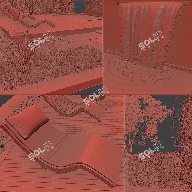 Luxury Oasis: Pool, Plants, & Furniture 3D model image 8