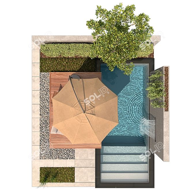 Luxury Oasis: Pool, Plants, & Furniture 3D model image 10