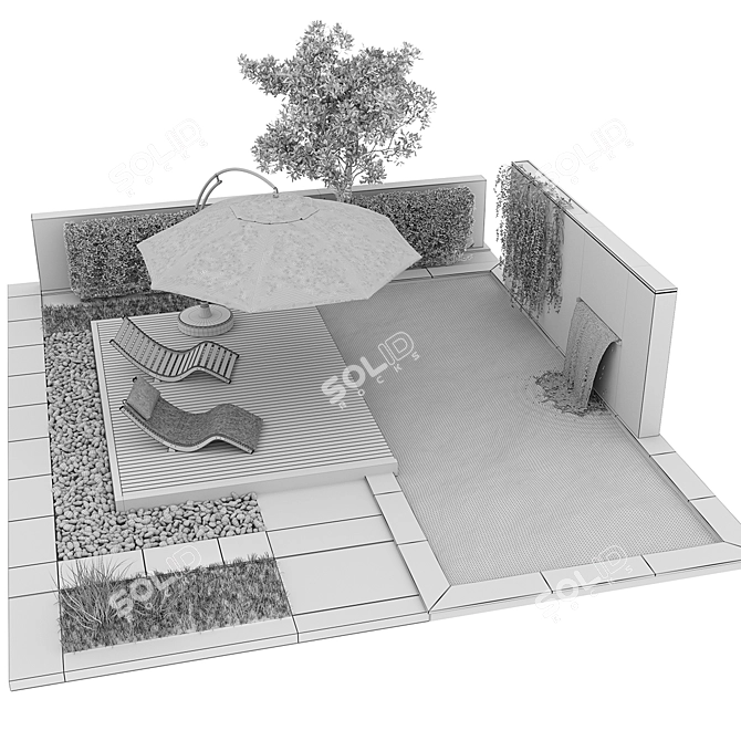 Luxury Oasis: Pool, Plants, & Furniture 3D model image 11