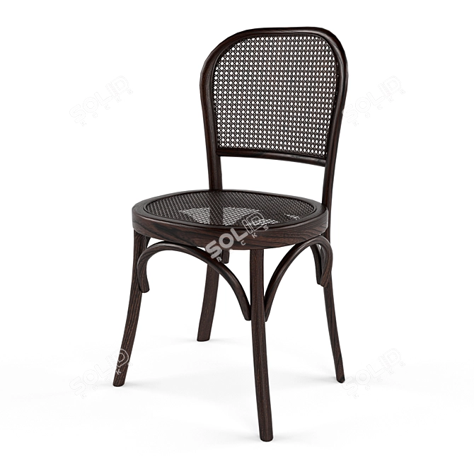Rustic Rattan Wooden Chair 3D model image 2