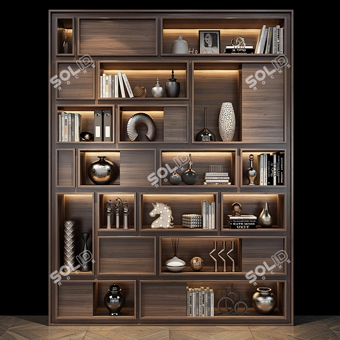 Modern Solid Wood Cabinet 3D model image 1