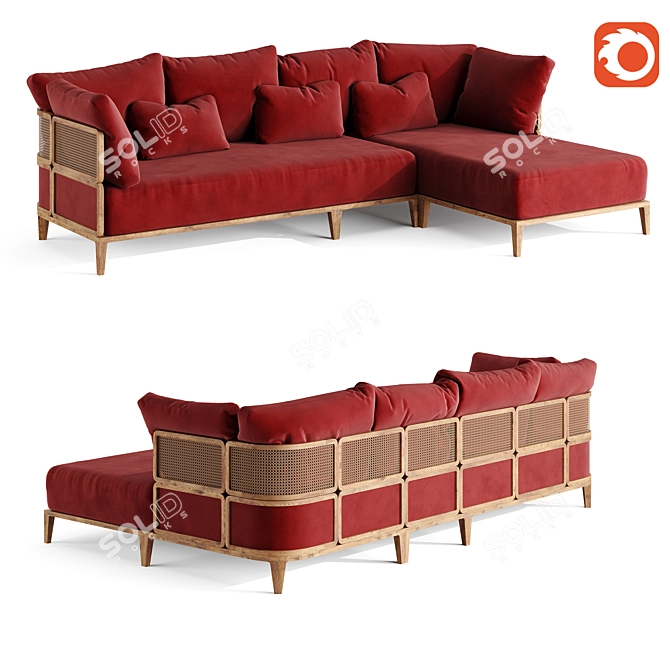 Elegant Promenade L-Shaped Sofa 3D model image 1