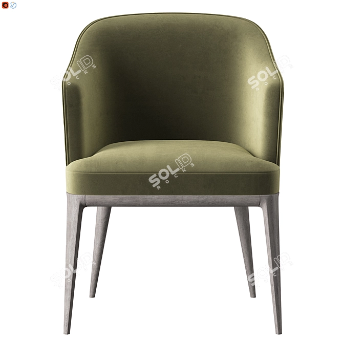 Green Velvet Chair - Stylish Comfort 3D model image 2