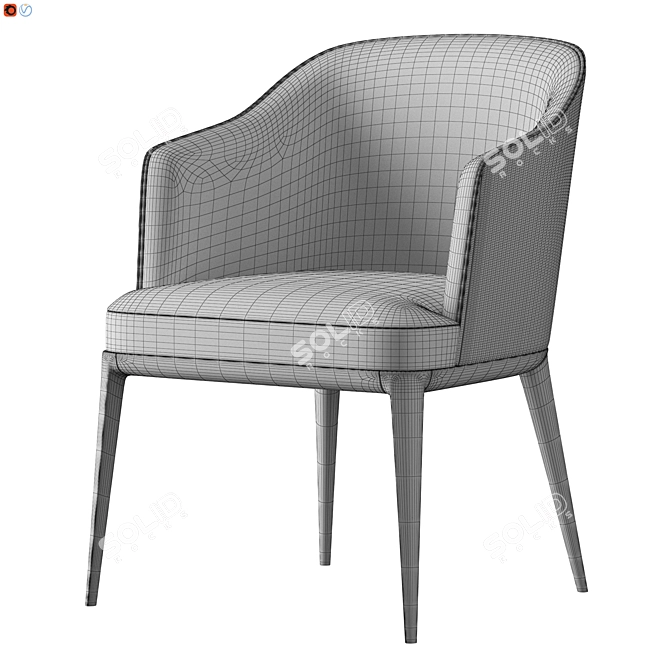 Green Velvet Chair - Stylish Comfort 3D model image 5