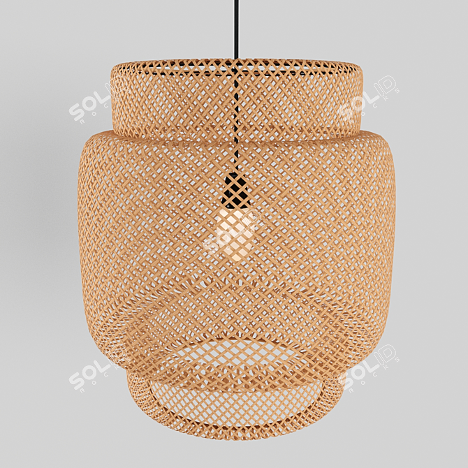 Bamboo Woven Pendant Lamp 3D model image 2