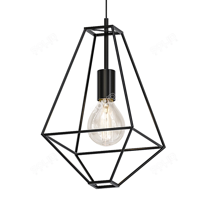 Black Pendant Lamp Frame 3D model image 1