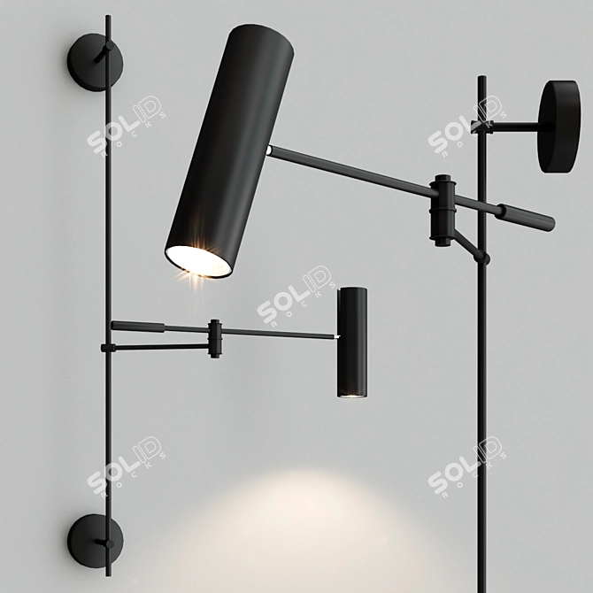 NB LIGHT 27305: Adjustable Loft Wall Lamp 3D model image 2