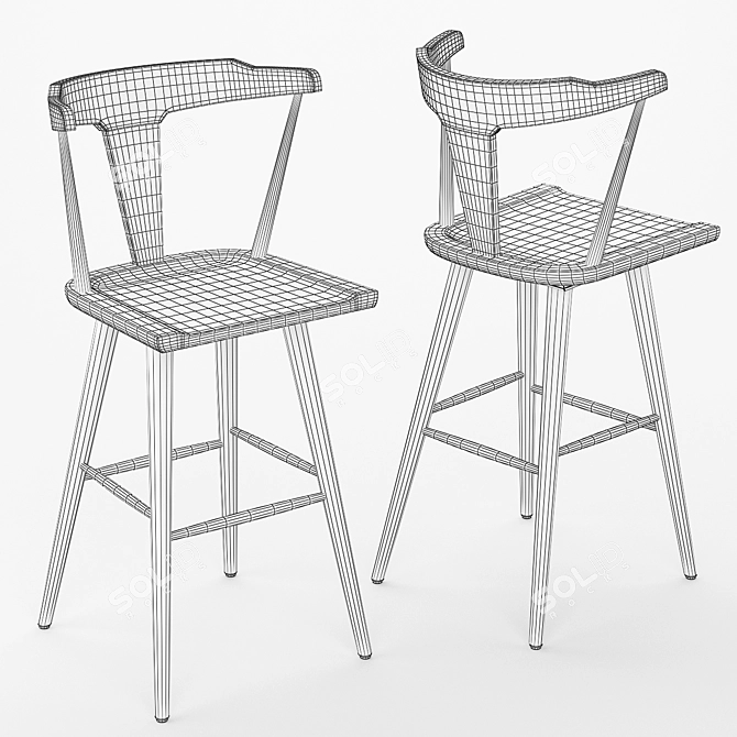 Elegant Ruthie Bar Stool 3D model image 5