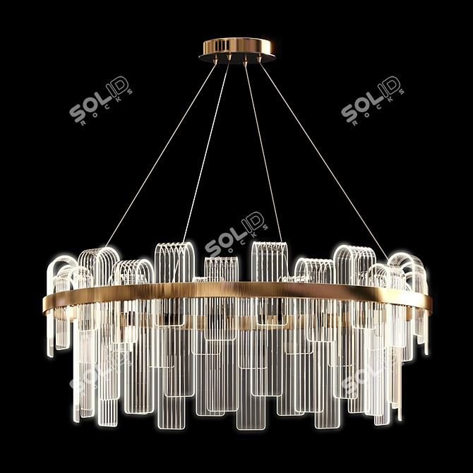 Sleek LED Round Chandelier 3D model image 1