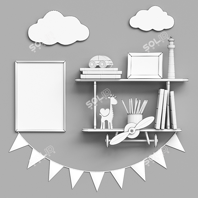 Kid's Shelf with Contents | 570x345x150mm 3D model image 8