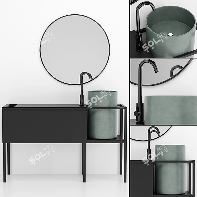 Sleek Bathroom Furniture Set 3D model image 1