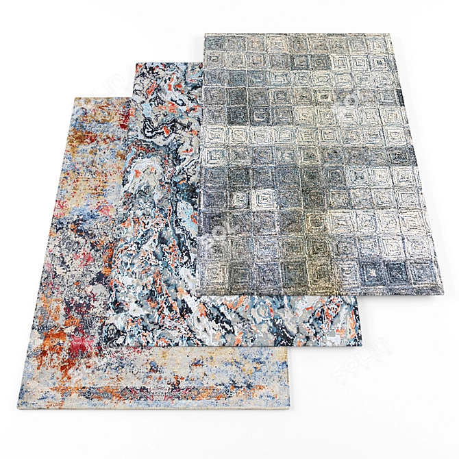 Deluxe Rugs Collection: 3-piece Set 3D model image 1