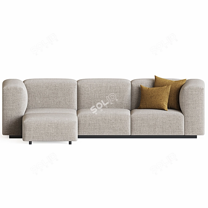 Vitra Soft Modular 3-Seater Ottoman 3D model image 2