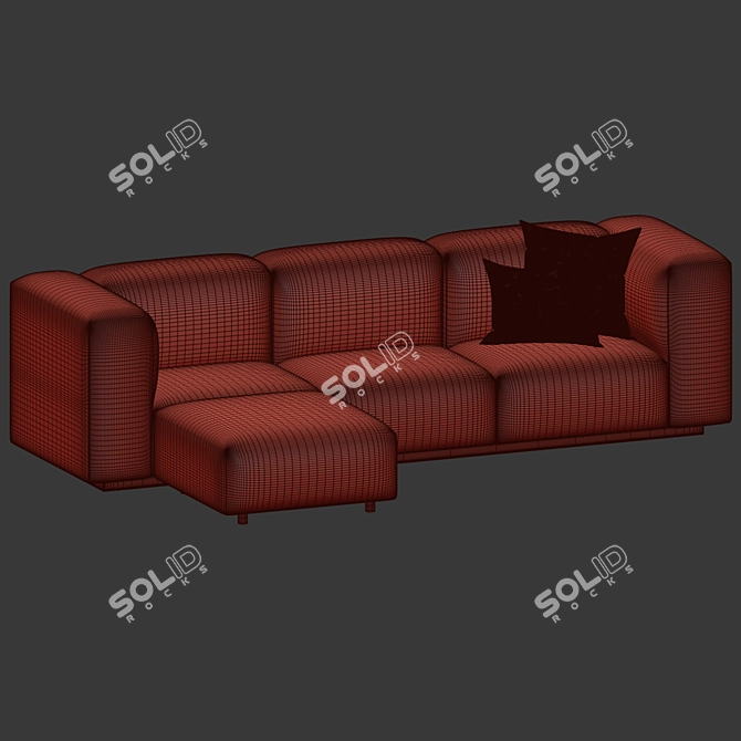 Vitra Soft Modular 3-Seater Ottoman 3D model image 5