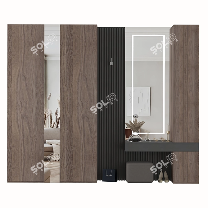 Modern Hallway Storage Solution 3D model image 2