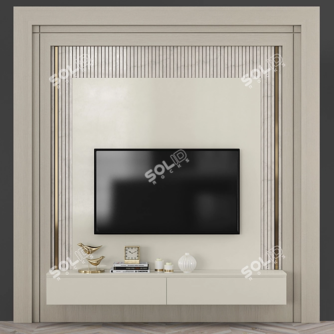 Modern TV Wall Set with 50" TV 3D model image 1