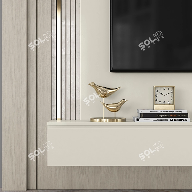 Modern TV Wall Set with 50" TV 3D model image 2