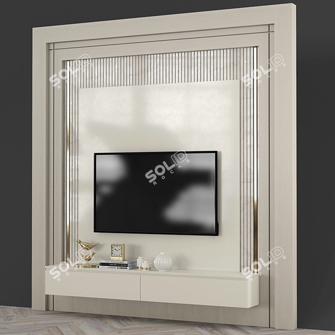 Modern TV Wall Set with 50" TV 3D model image 3