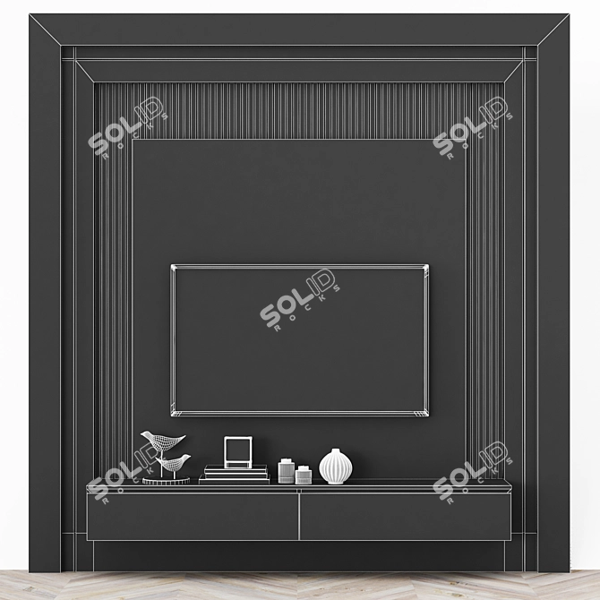 Modern TV Wall Set with 50" TV 3D model image 4