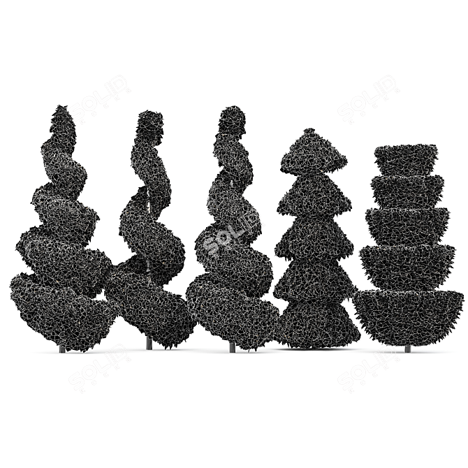 Italian Cypress Tree Set: Variety Heights & Realistic 3D Models 3D model image 5