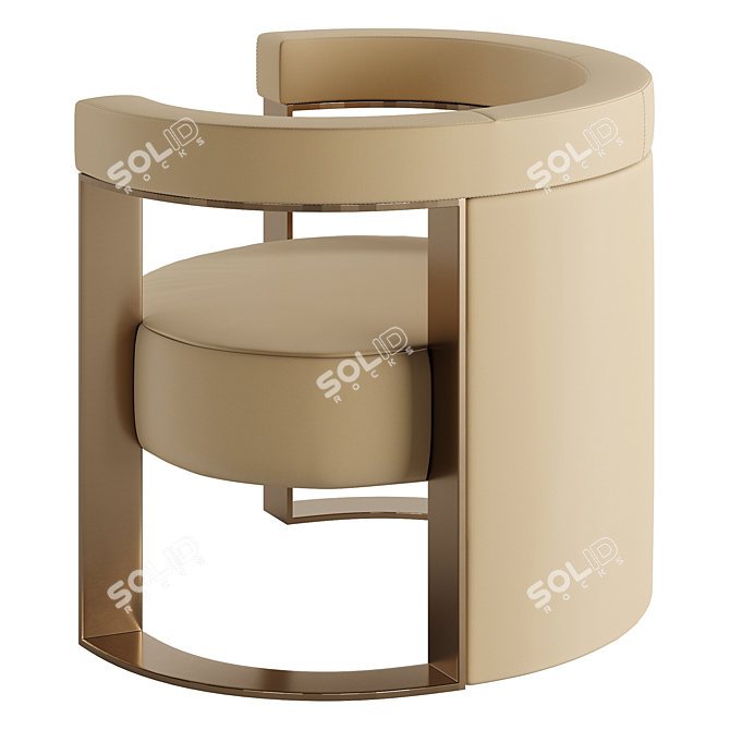FENDI Roger Leather Armchair - Timeless Elegance 3D model image 2