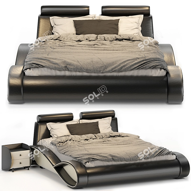 Luxury Leather Bed: Elegant and Stylish 3D model image 1