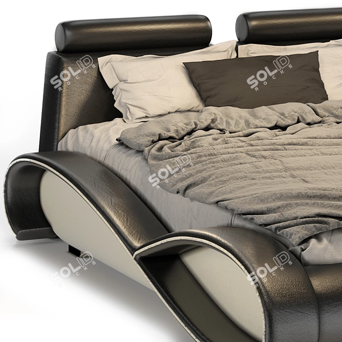 Luxury Leather Bed: Elegant and Stylish 3D model image 4