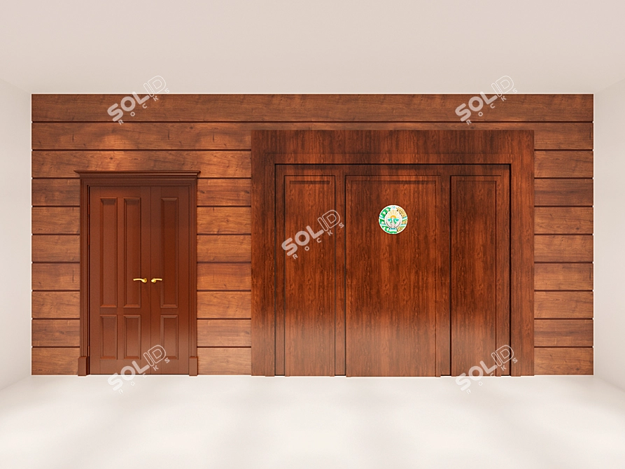  Courtroom Wood Wall Panel 3D model image 1