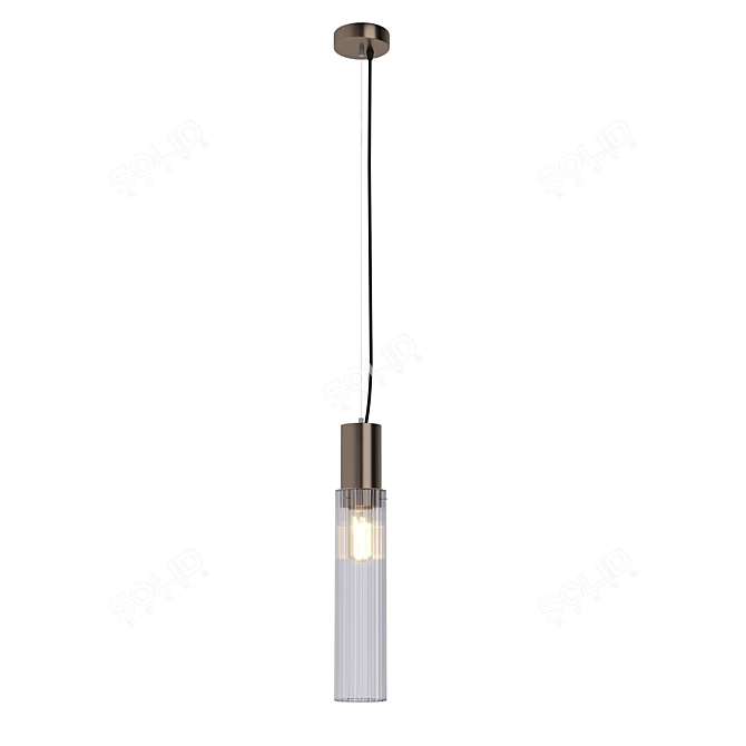 Elegant Brass and Glass Suspension Light 3D model image 2