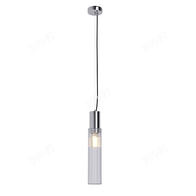 Elegant Brass and Glass Suspension Light 3D model image 3