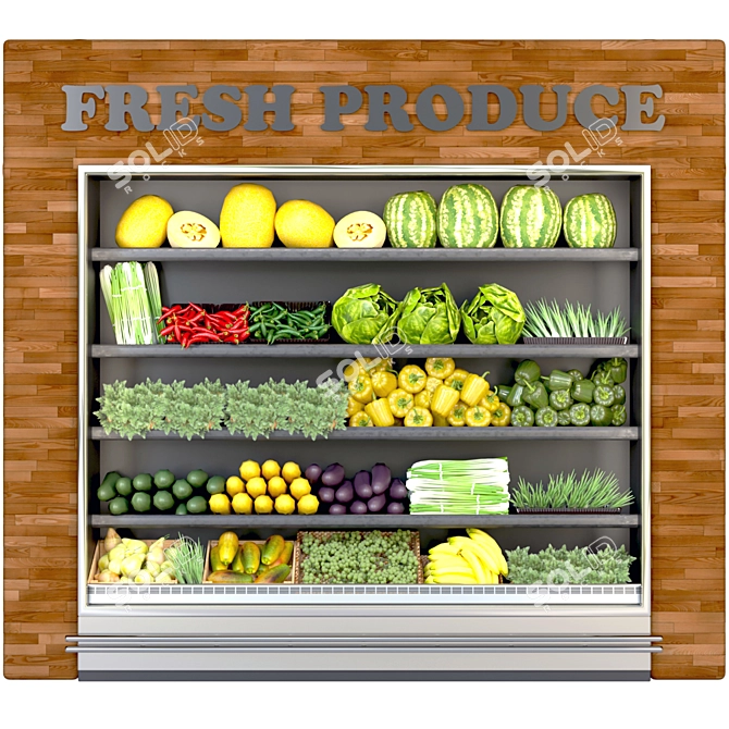 Supermarket Showcase 2 - Food, Groceries, Vegetables, Fruits 3D model image 1