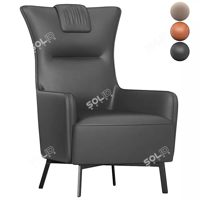 Luxury Leather Accent Lounger 3D model image 3