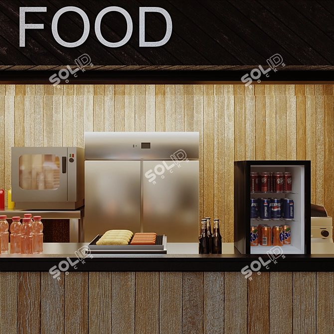 Urban Eats: Compact Street Food Kiosk 3D model image 4